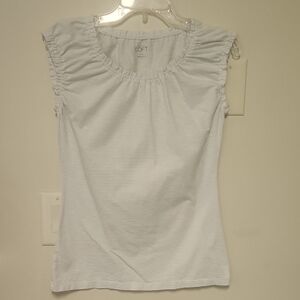 LOFT White Ruched Cap Sleeve Blouse